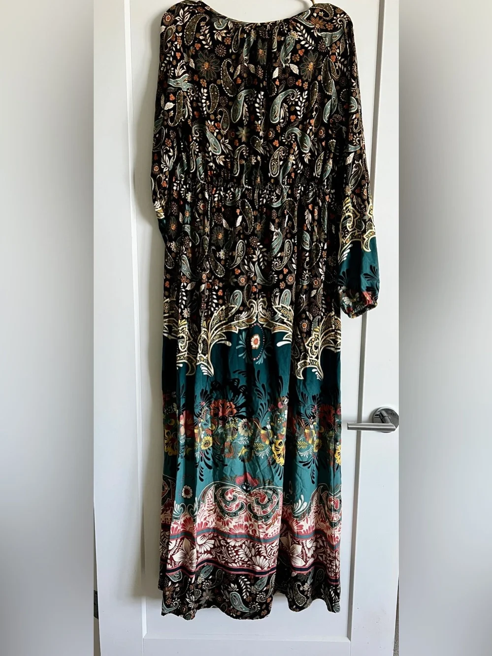 O’Neill Weslynn Boho Paisley Floral Maxi Dress Size Medium Teal Resort Dress - Picture 16 of 16
